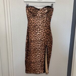 Fashion Nova Animal Print Strapless Dress